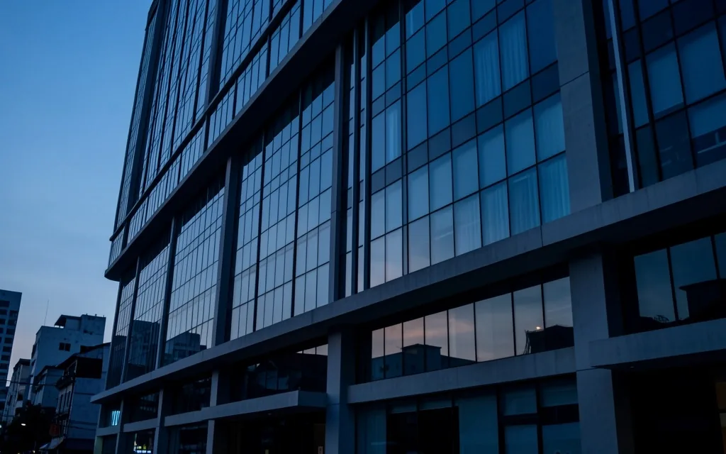Modern architecture in Medan at dusk