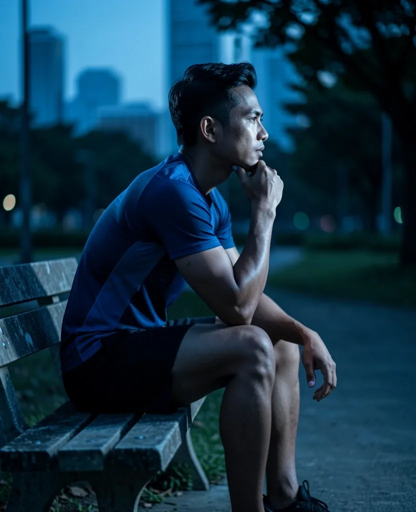An active man resting after exercise