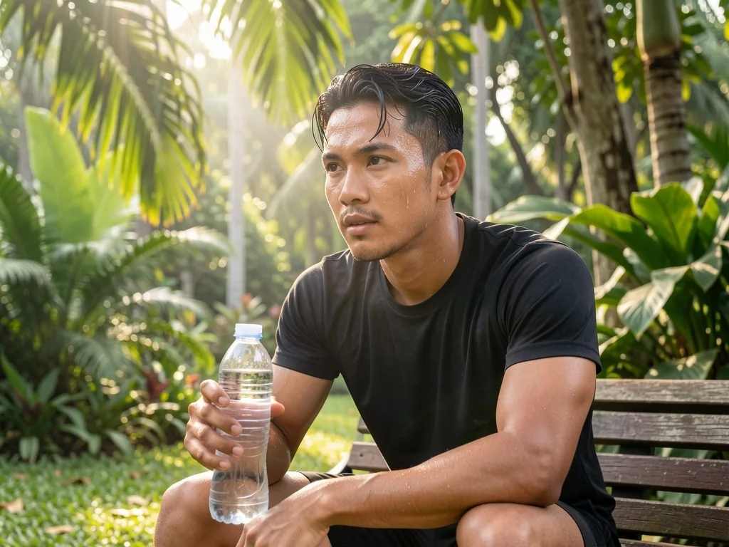 Active Indonesian man maintaining his physical conditioning